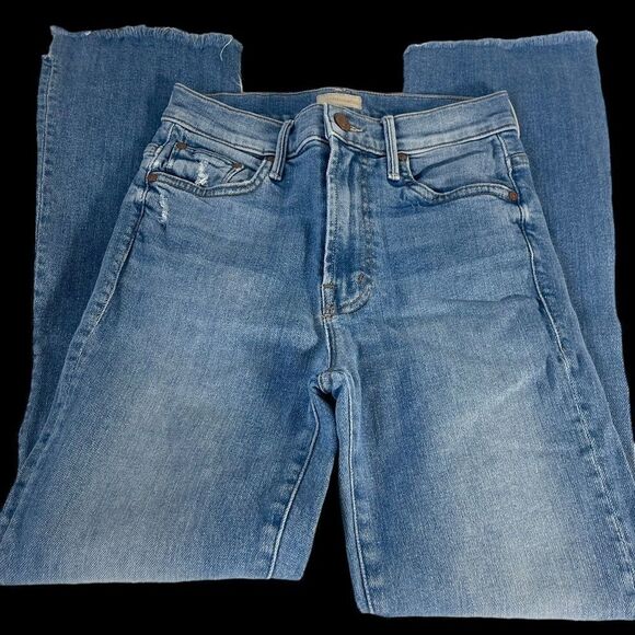 Mother The Insider Crop Step Fray Jeans Thrilling Shots Sz 24 - Picture 2 of 13